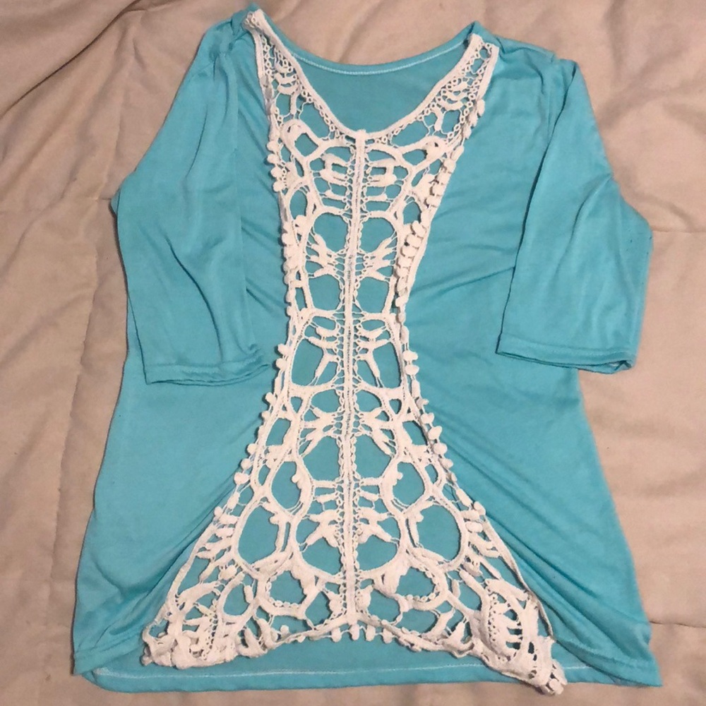 Real top with full white lace back